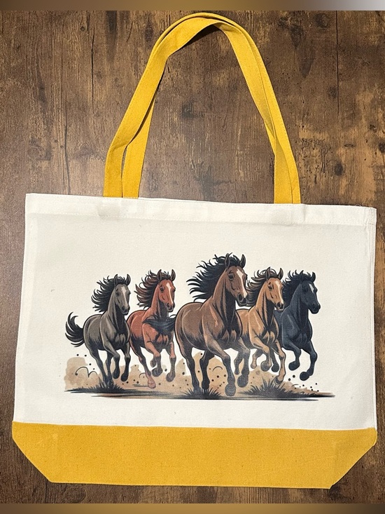 Hand Crafted Handbags - Heavy Duty Reusable Canvas Double Sided Groceries,Beach,Office,Outings Tote Bag